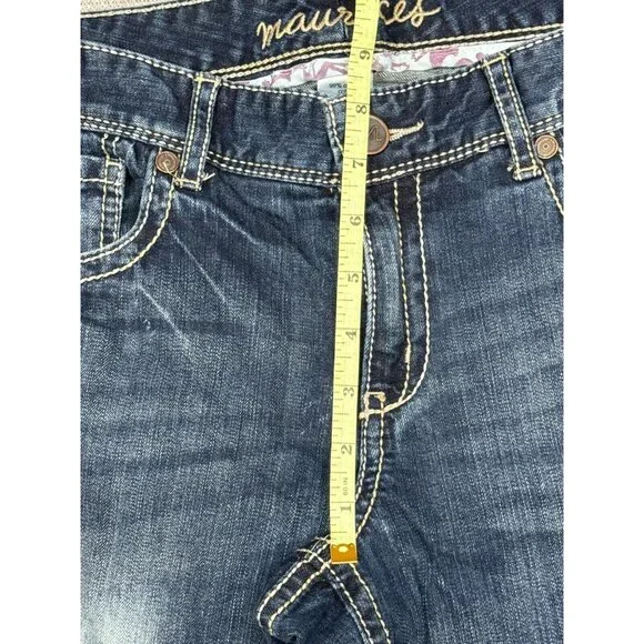 Maurices Womens Cropped Jeans Size 11/12 Long Denim Distressed Blue Low Rise - Picture 8 of 12